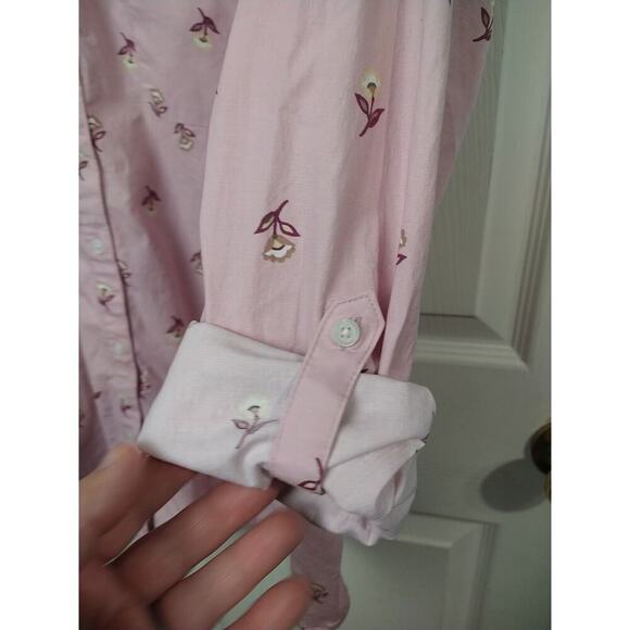 Croft&Barrow Woman 2X Shirt Pink Yellow Floral Collared Button Roll Tab Sleeve - Picture 7 of 10
